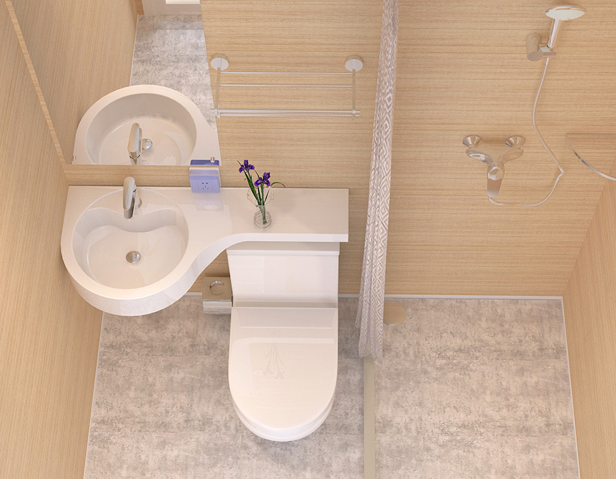 Täyspaneeli PEC Resin Fiber Modulaarinen kylpyhuone