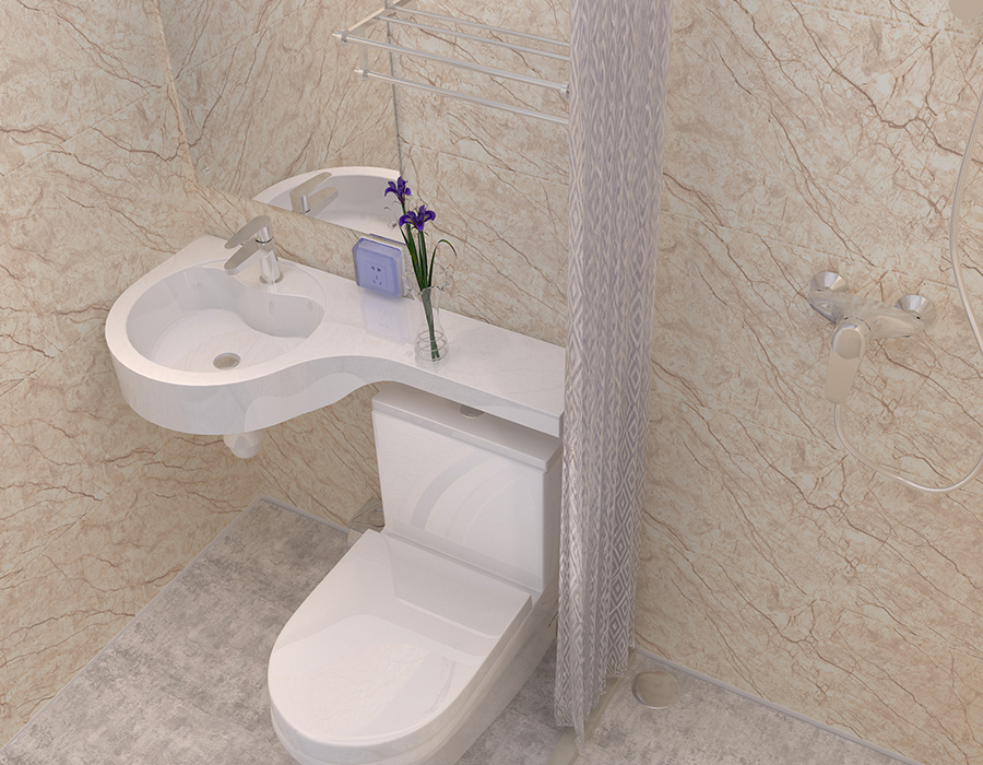 Täyspaneeli PEC Resin Fiber Modulaarinen kylpyhuone